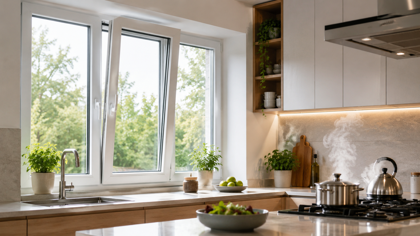 Double vitrage pour la cuisine : comment choisir la fenêtre pour éviter la vapeur, l’odeur et la condensation